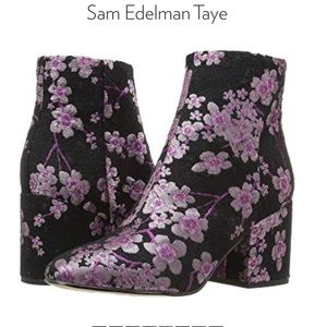 NWOT Sam Edelman Black Floral Boot